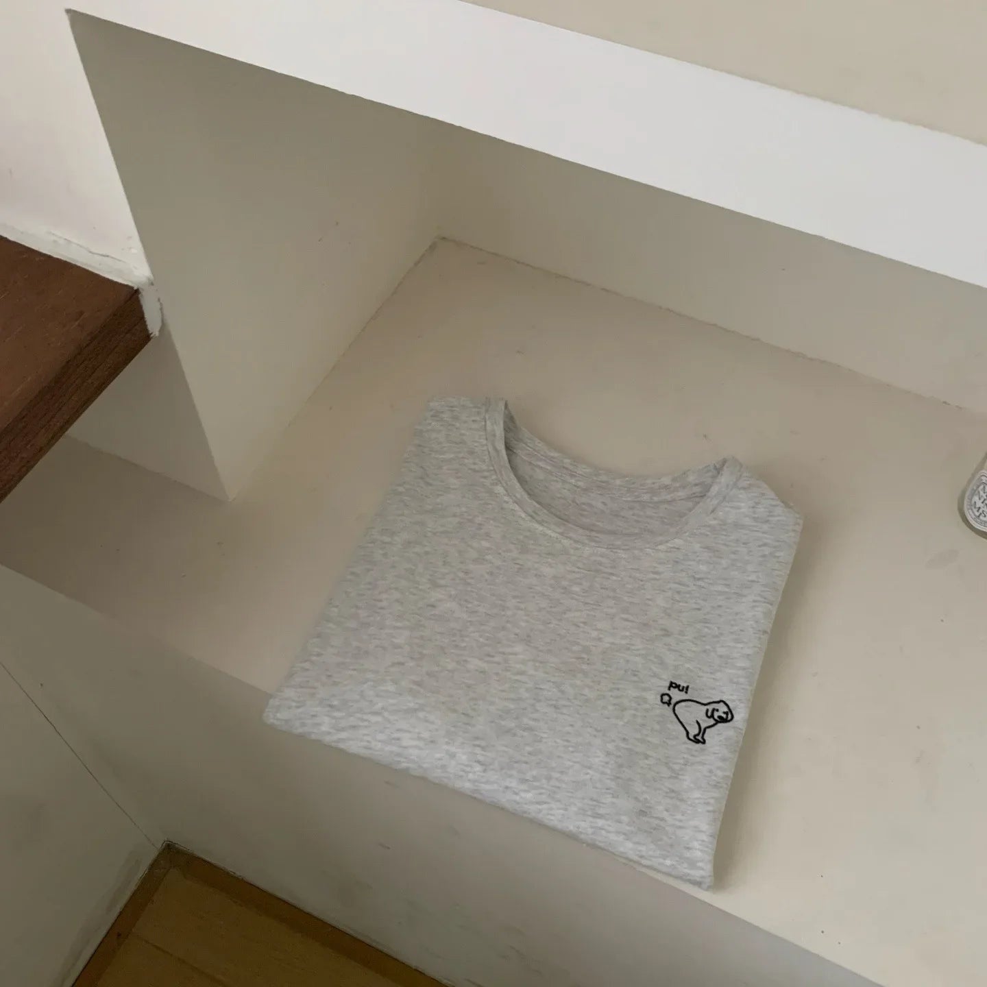 Summer New Korean Style Loose Casual round Neck Short Sleeve T-Shirt Women's White Top Embroidered Dog Pattern Cotton