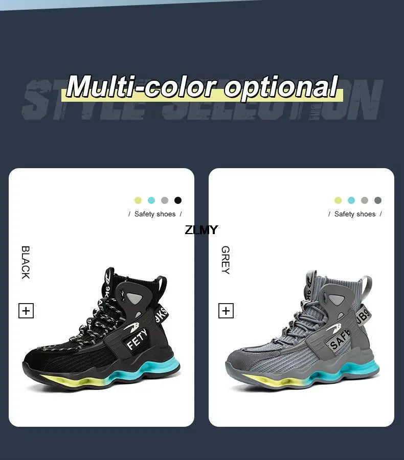 New Design Safety Shoes Men Work Sneaker Steel Toe Shoes Puncture Proof High Top Work Safety Boots Male Lightweight Work Shoes