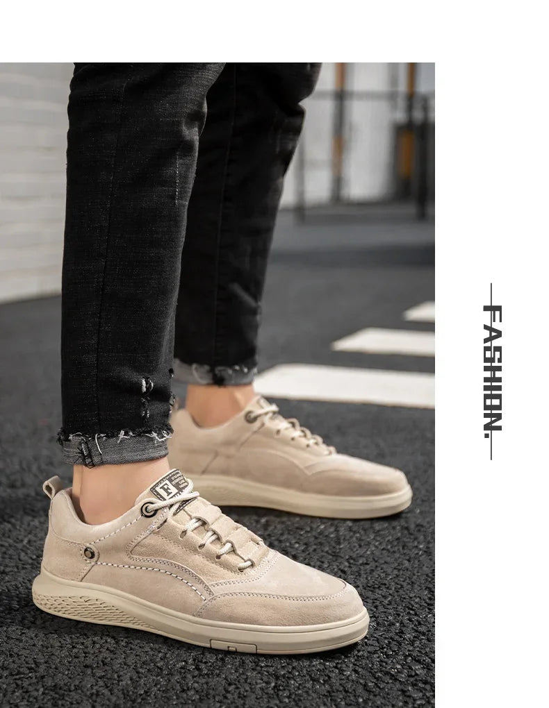 Men Sneakers Shoes Men Shoes fashion Genuine Leather Loafers Breathable Autumn lace up comfortable Mesh Casual Shoes Outdoor