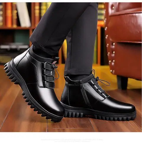 Men's winter warm cotton shoes Outdoor non slip thick leather boots New Fashion Plush Comfortable Shoe Casual Snow Boots male