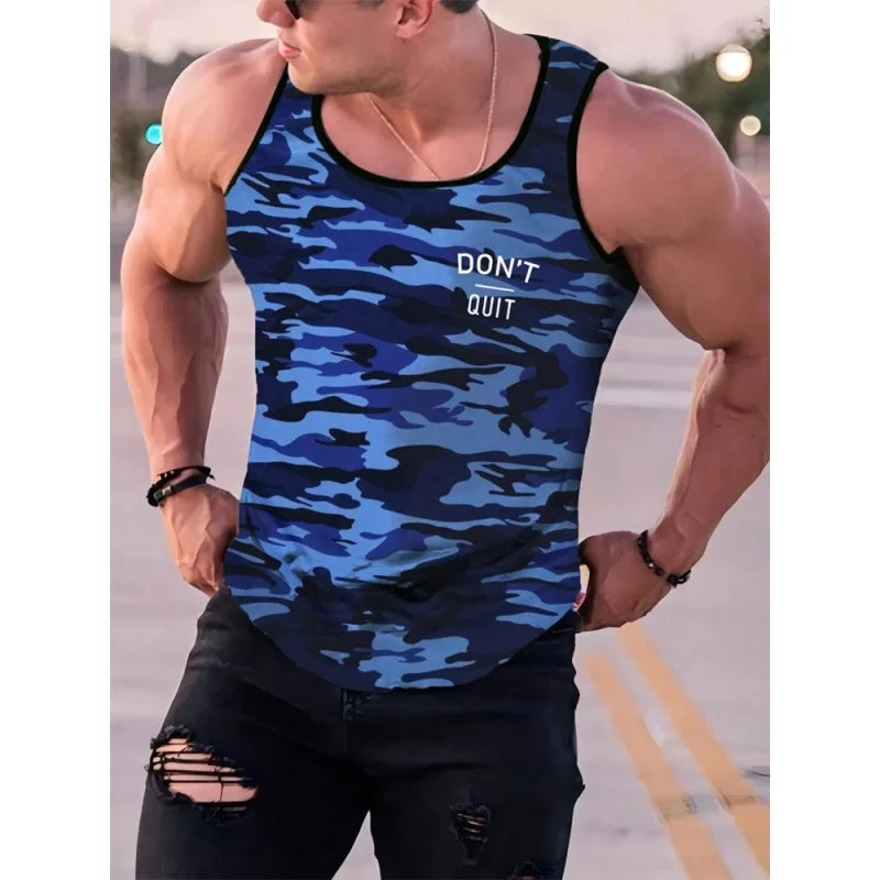 3D Print Camouflage Tank Tops For Man Coconut Tree Pattern Tees Summer Casual Fashion Vest Oversized Sportswear Street Tank Top