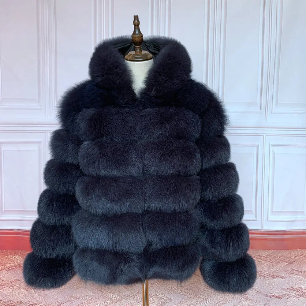 Fur Coat Women's Winter Coats Overcoat Female Fur Jackets For Women Long Sleeves Hood womans Real fur coats Real Fur Clothing