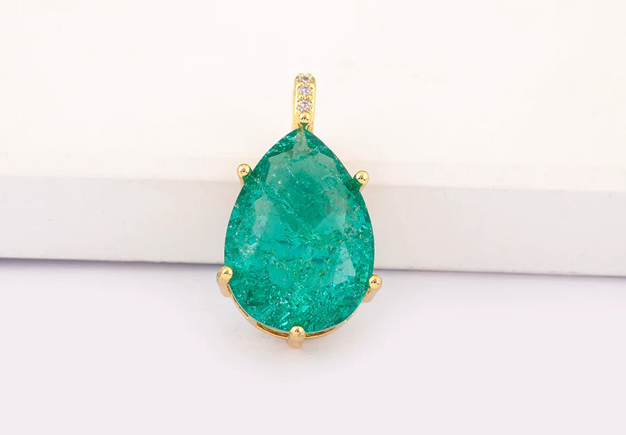 New Design Waterdrop Shape Zircon Charm Pendant DIY Necklace For Women Charm Jewelry Making Findings Supplies Accessories