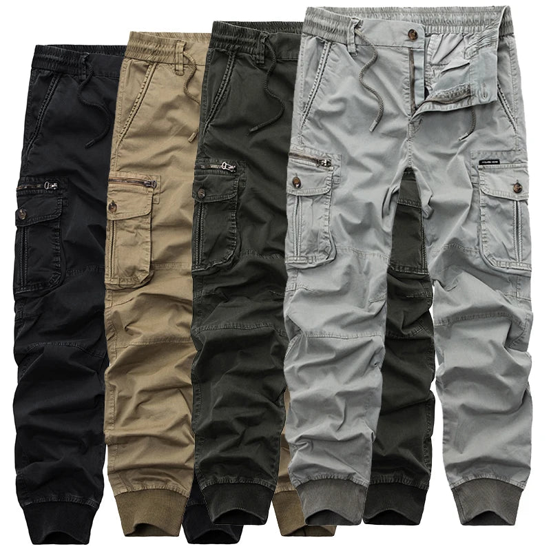 2025 Fashion Spring Mens Tactical Cargo Pants Men Joggers Army Military Casual Cotton Pants Hip Hop Ribbon Male army Trousers 38