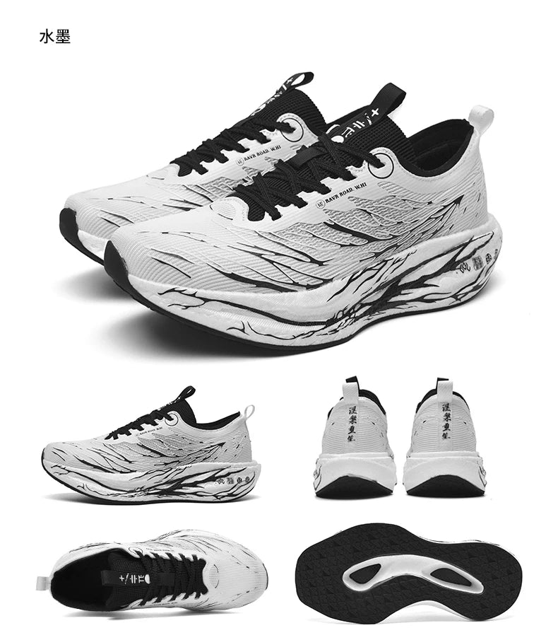 Men Sports Running Shoes Casual Marathon Carbon Plate Breathable Lightweight Women's Fluorescence Athletic Nonskid Sneakers