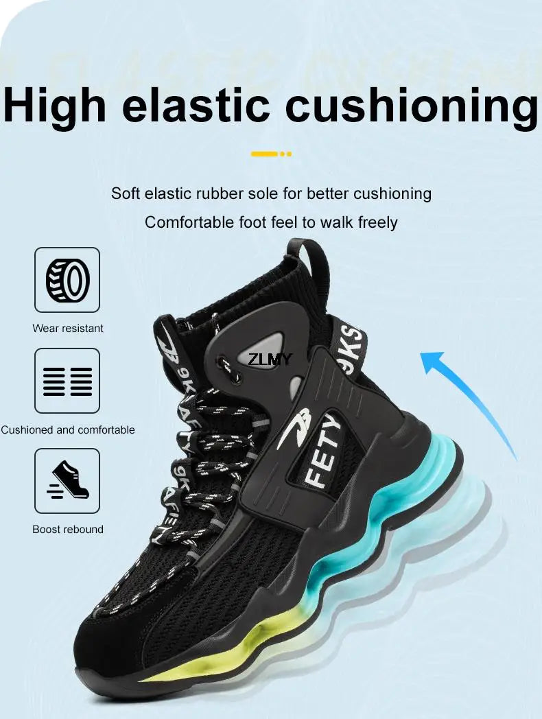 New Design Safety Shoes Men Work Sneaker Steel Toe Shoes Puncture Proof High Top Work Safety Boots Male Lightweight Work Shoes