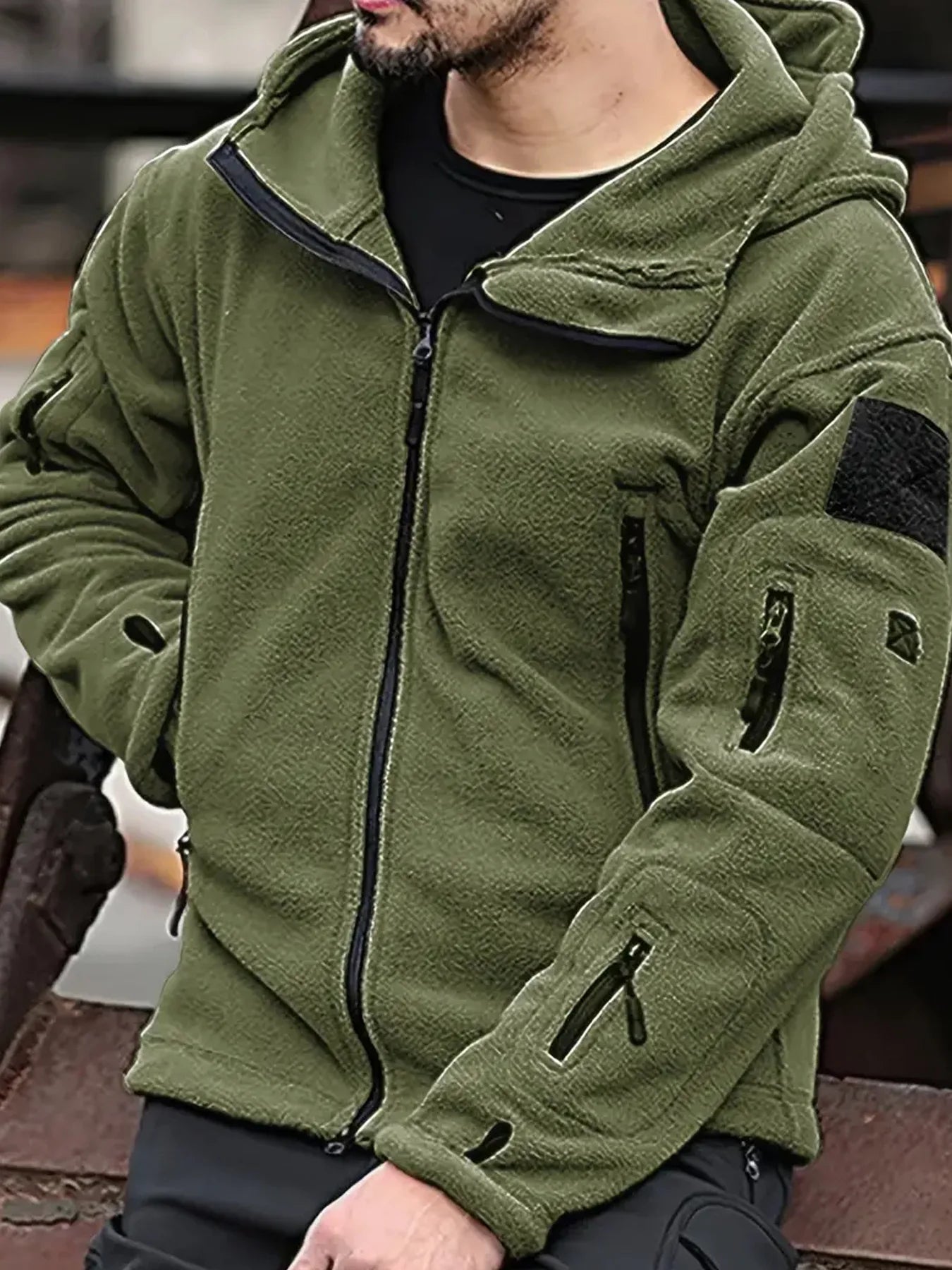 Men's Winter Warm Fleece Wool Windproof Waterproof Hiking Jacket Outdoor Hooded Ski Mountaineering Jacket