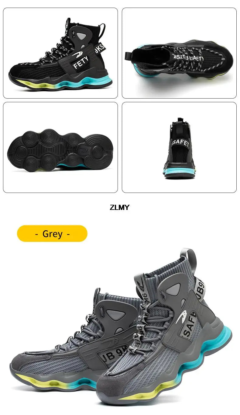 New Design Safety Shoes Men Work Sneaker Steel Toe Shoes Puncture Proof High Top Work Safety Boots Male Lightweight Work Shoes