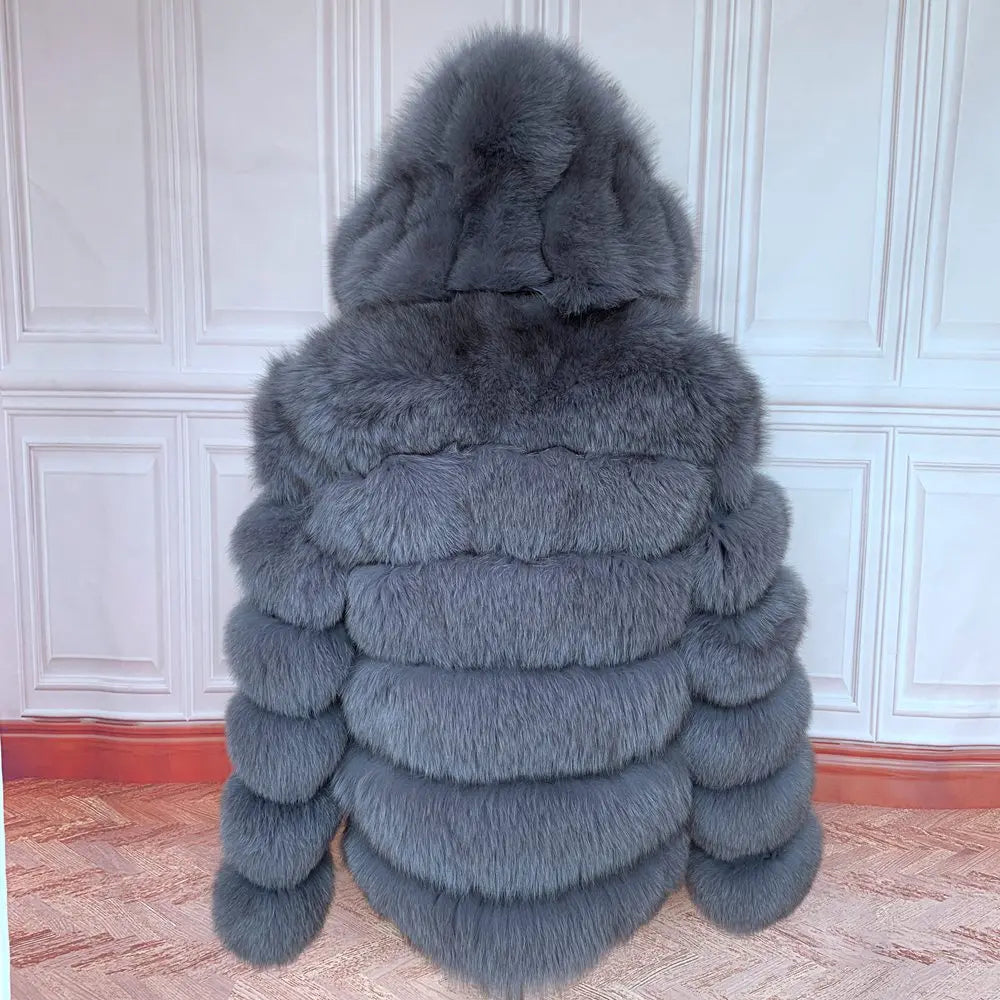 Fur Coat Women's Winter Coats Overcoat Female Fur Jackets For Women Long Sleeves Hood womans Real fur coats Real Fur Clothing