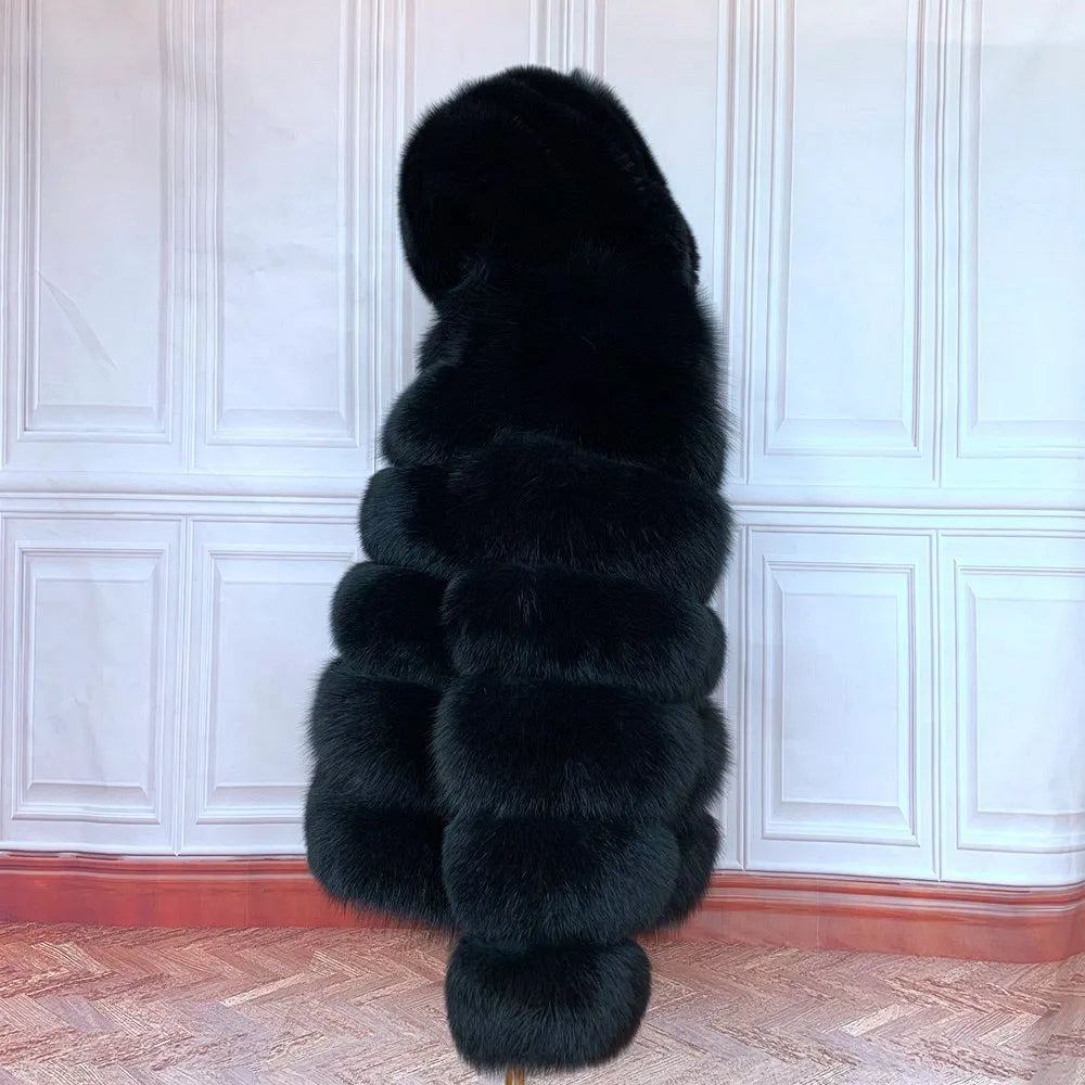 Fur Coat Women's Winter Coats Overcoat Female Fur Jackets For Women Long Sleeves Hood womans Real fur coats Real Fur Clothing