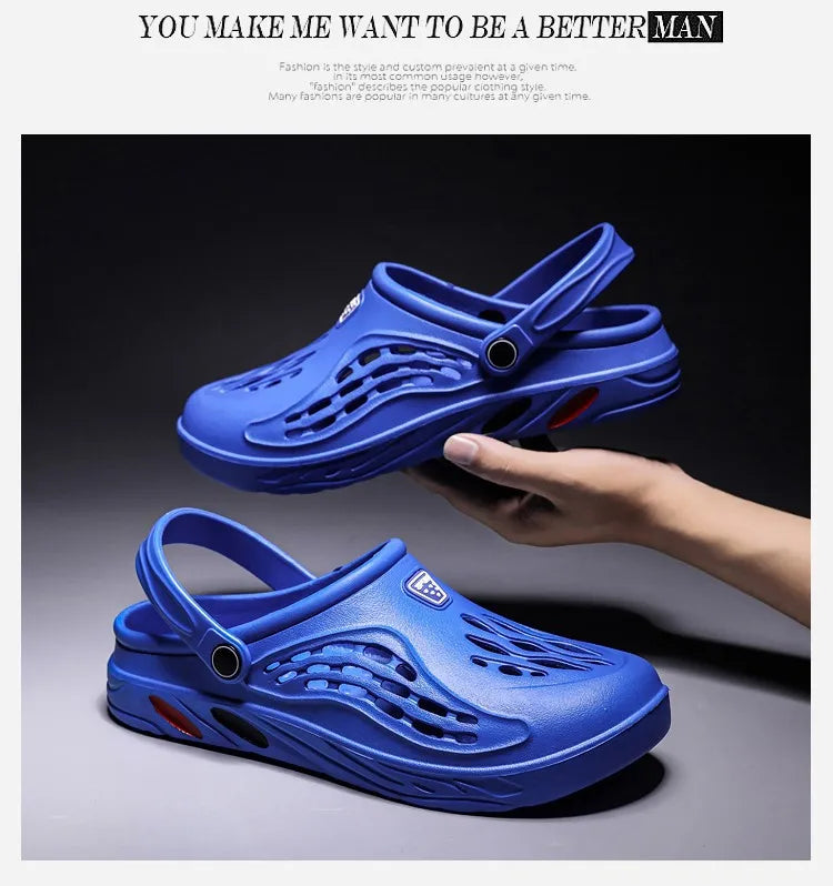 Eyriphy Summer Men Sandals Outdoor Clogs Casual Garden Shoes With Arch Support Kitchen Fishing Non-Slips Shoes Hole EVA Slides