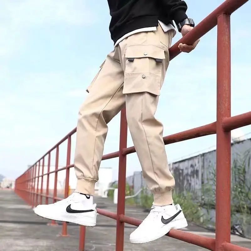 Workwear pants 2023 men's spring and autumn trendy leggings casual pants American oversized loose fitting Harlan