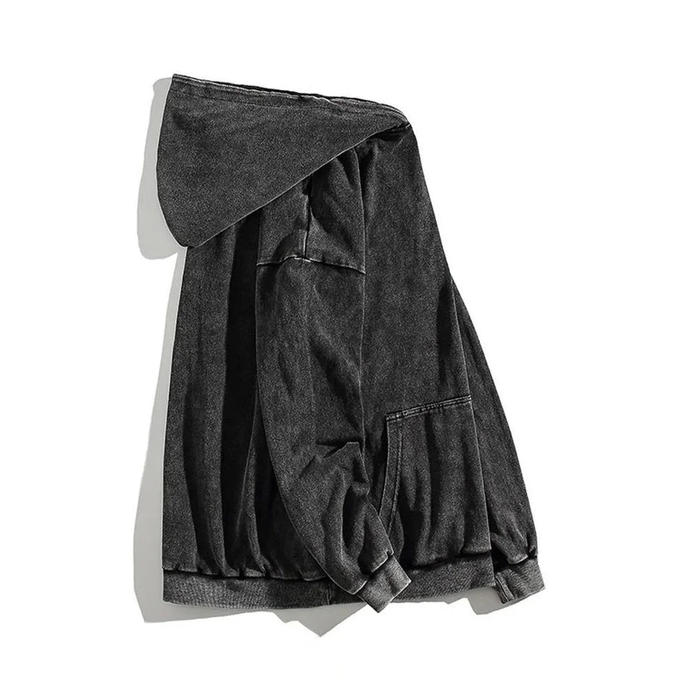 custom Wash Hoodies Men Women Vintage Black 100% Cotton Gothic Sweatshirts Casual Pullover Hip Hop Y2K Sportswear