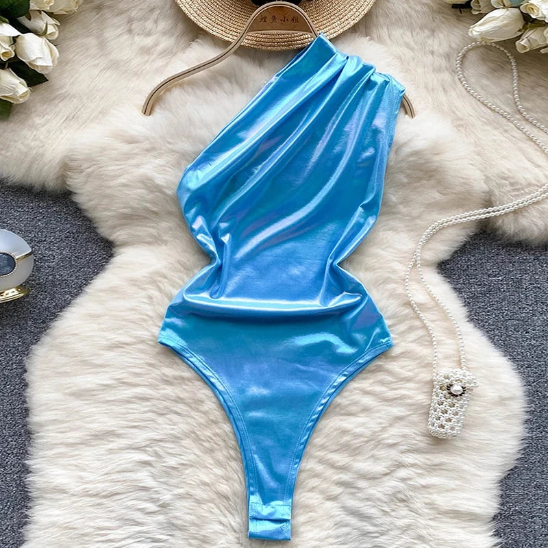 Cute Gray Rabbit Ear Hood Top Sexy Backless Slim Fit Bodysuit Zip Sleeveless Women Sexy Erotic Lingerie Bunny Cosplay Playsuit