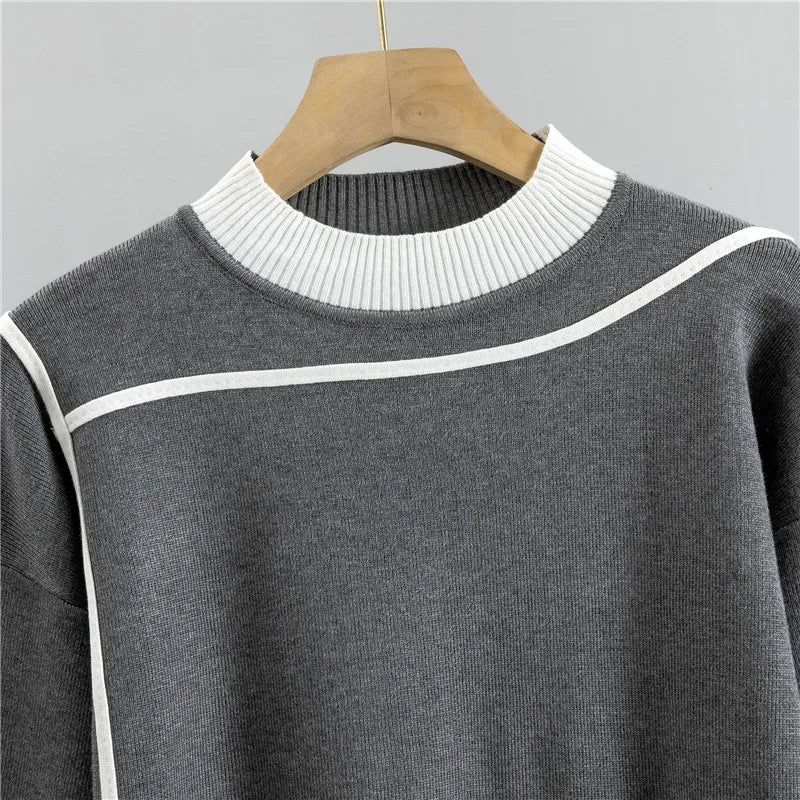 2025 Autumn Runway 2 Pieces Set Knitted Long Sleeve Pullovers Sweater Casual Patchwork Fashion Women Tops and Pants Suits Spring