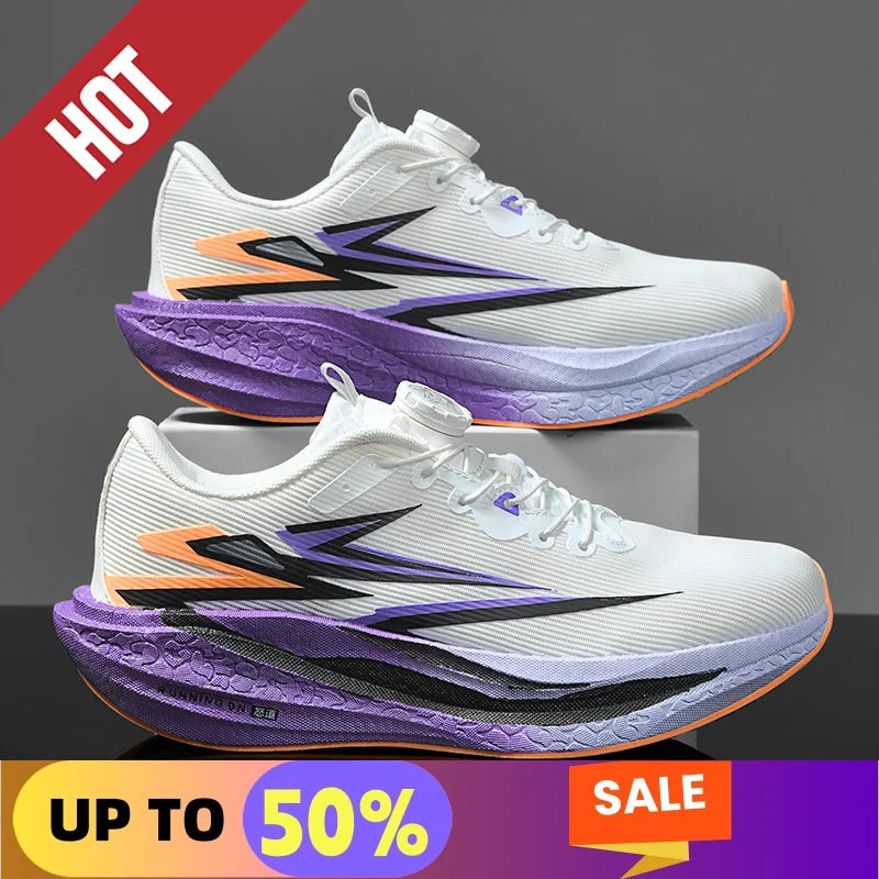 Marathon Sneakers Men's Sports Shoes Women Flat Wear Resistant Sneakers Mesh Breathable Platform Soft Race Running Shoes for Man