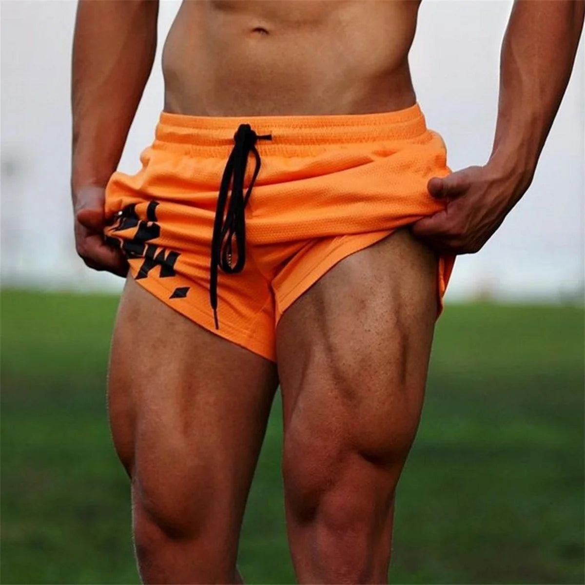 Men Summer Running Sport Bodybuilding Shorts Gym Fitness Training Male Quick Dry  Beach Pants Breathable Mesh Bermuda Boxing