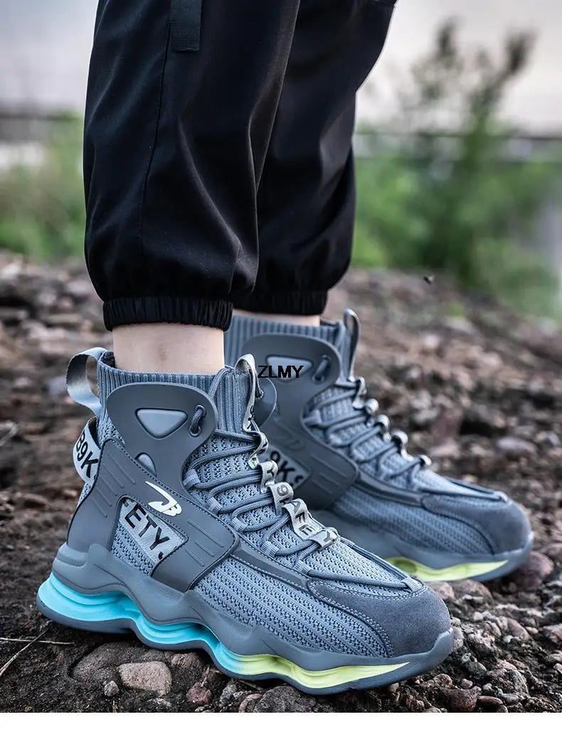 New Design Safety Shoes Men Work Sneaker Steel Toe Shoes Puncture Proof High Top Work Safety Boots Male Lightweight Work Shoes
