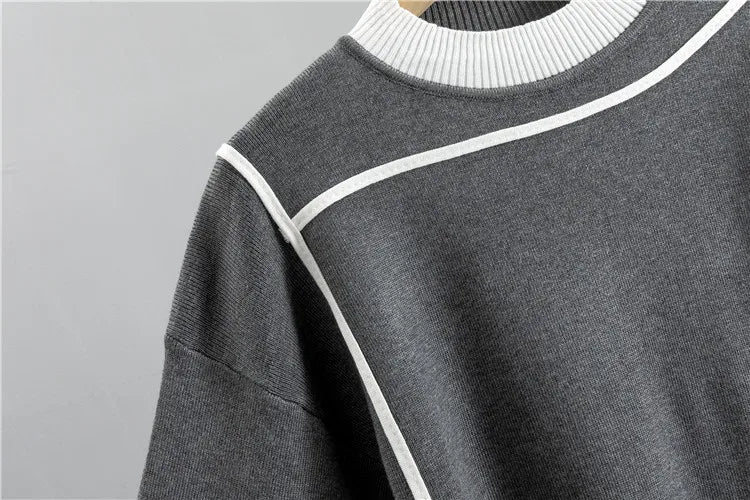 2025 Autumn Runway 2 Pieces Set Knitted Long Sleeve Pullovers Sweater Casual Patchwork Fashion Women Tops and Pants Suits Spring