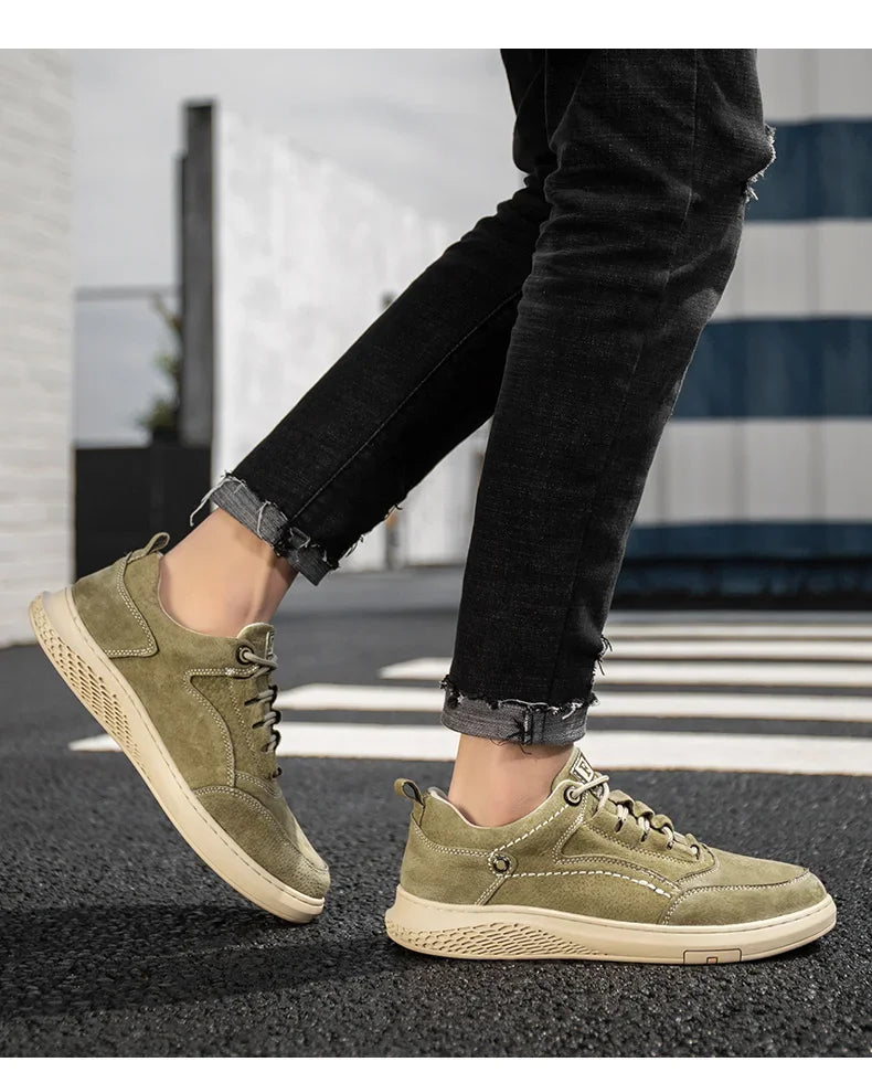 Men Sneakers Shoes Men Shoes fashion Genuine Leather Loafers Breathable Autumn lace up comfortable Mesh Casual Shoes Outdoor