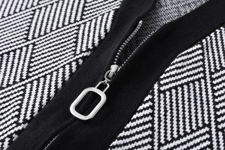 Luxury brand men's V-neck knitted sweater autumn winter new fashion boutique zipper European design high-end shawl casual coat