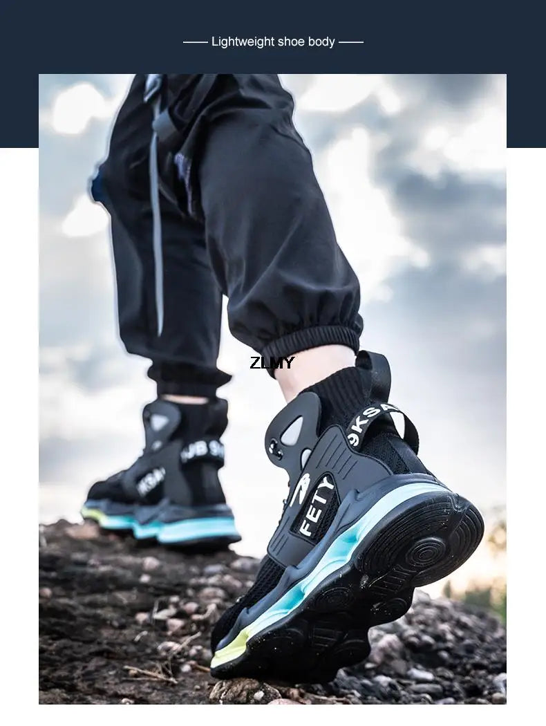 New Design Safety Shoes Men Work Sneaker Steel Toe Shoes Puncture Proof High Top Work Safety Boots Male Lightweight Work Shoes