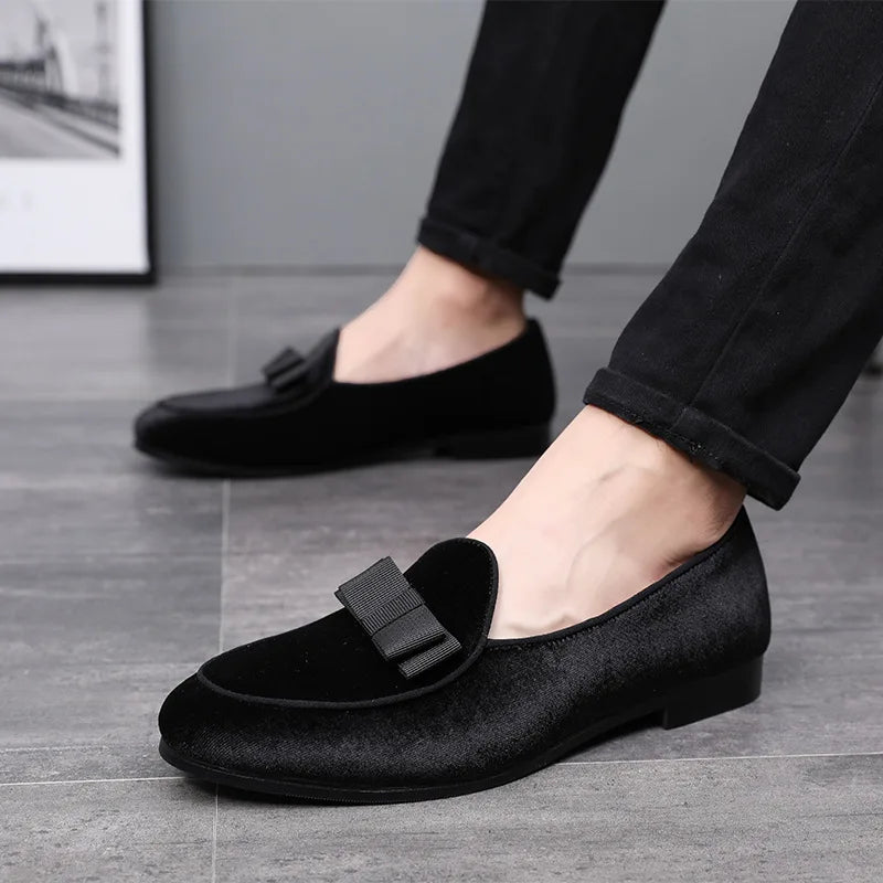 Men's Casual Shoes with Bowknot Mens Driving Moccasins Loafers Men Trendy Party Wedding Flats EUR Sizes 38-48