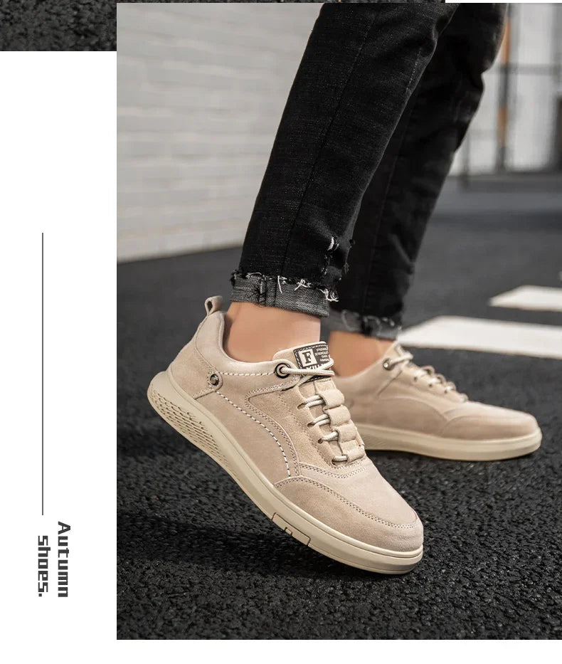 Men Sneakers Shoes Men Shoes fashion Genuine Leather Loafers Breathable Autumn lace up comfortable Mesh Casual Shoes Outdoor