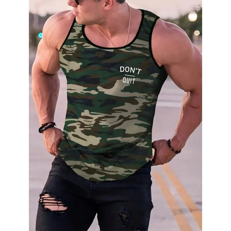 3D Print Camouflage Tank Tops For Man Coconut Tree Pattern Tees Summer Casual Fashion Vest Oversized Sportswear Street Tank Top
