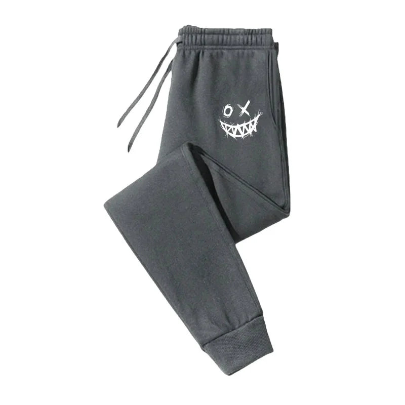Monster Smile Print Harajuku Versatile Solid Color Daily Outdoor Running Fitness Breathable Casual Comfortable Men Sports Pants