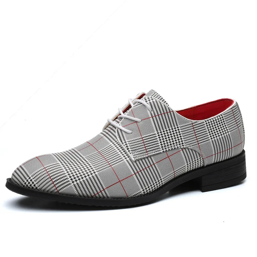 Luxury Men Dress Shoes Leather Shoes Designer Striped Patten Men Formal Shoes Italian Oxfords Pointed Toe Wedding Shoe Barber