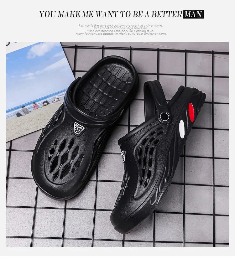 Eyriphy Summer Men Sandals Outdoor Clogs Casual Garden Shoes With Arch Support Kitchen Fishing Non-Slips Shoes Hole EVA Slides