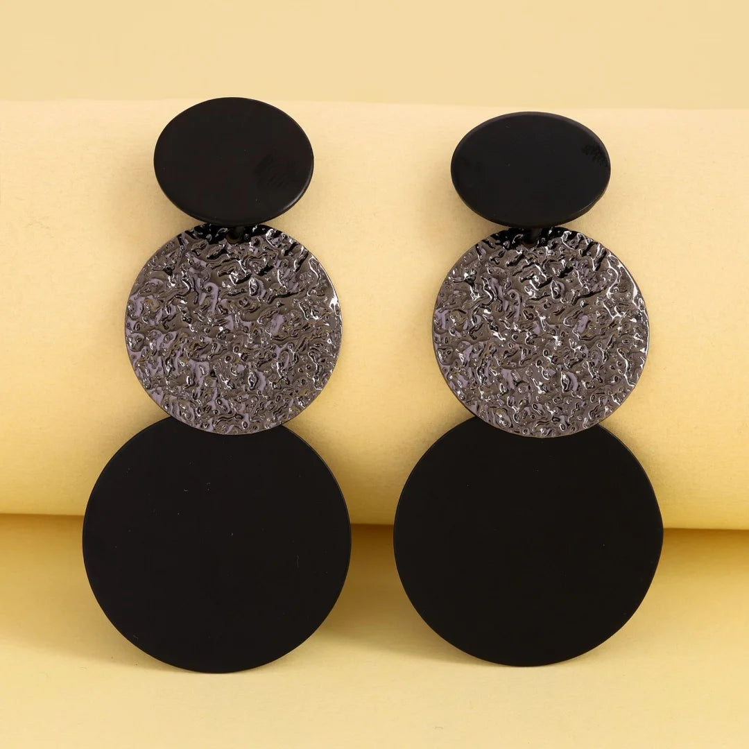 Tassel Disc Pattern Earrings, Symmetrical Pendant Earrings for Women, Creative, Individual and Geometric Temperament