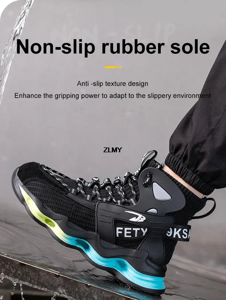 New Design Safety Shoes Men Work Sneaker Steel Toe Shoes Puncture Proof High Top Work Safety Boots Male Lightweight Work Shoes
