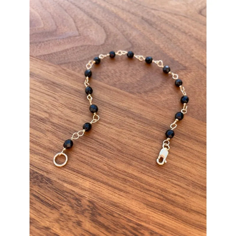 Black onyx beaded bracelet, black