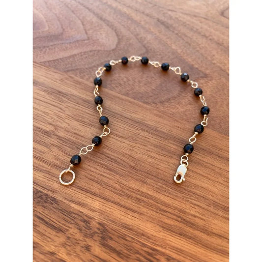 Black onyx beaded bracelet, black