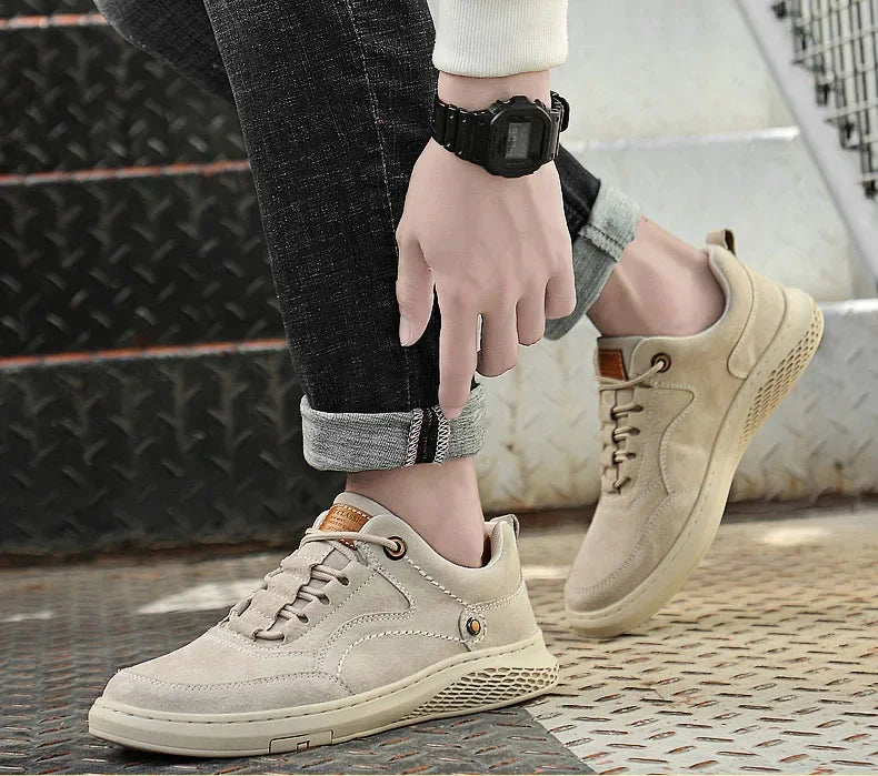 Men Sneakers Shoes Men Shoes fashion Genuine Leather Loafers Breathable Autumn lace up comfortable Mesh Casual Shoes Outdoor