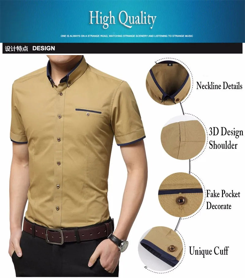 2025 New Arrival Brand Men's Summer Business Shirt Short Sleeves Turn-down Collar Tuxedo Shirt Shirt Men Shirts Big Size 5XL