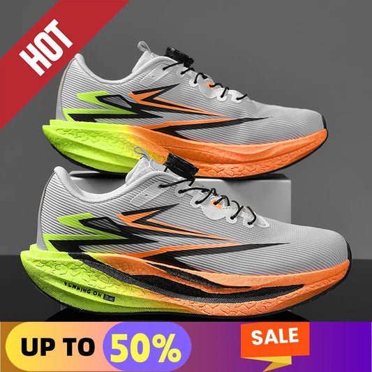 Marathon Sneakers Men's Sports Shoes Women Flat Wear Resistant Sneakers Mesh Breathable Platform Soft Race Running Shoes for Man