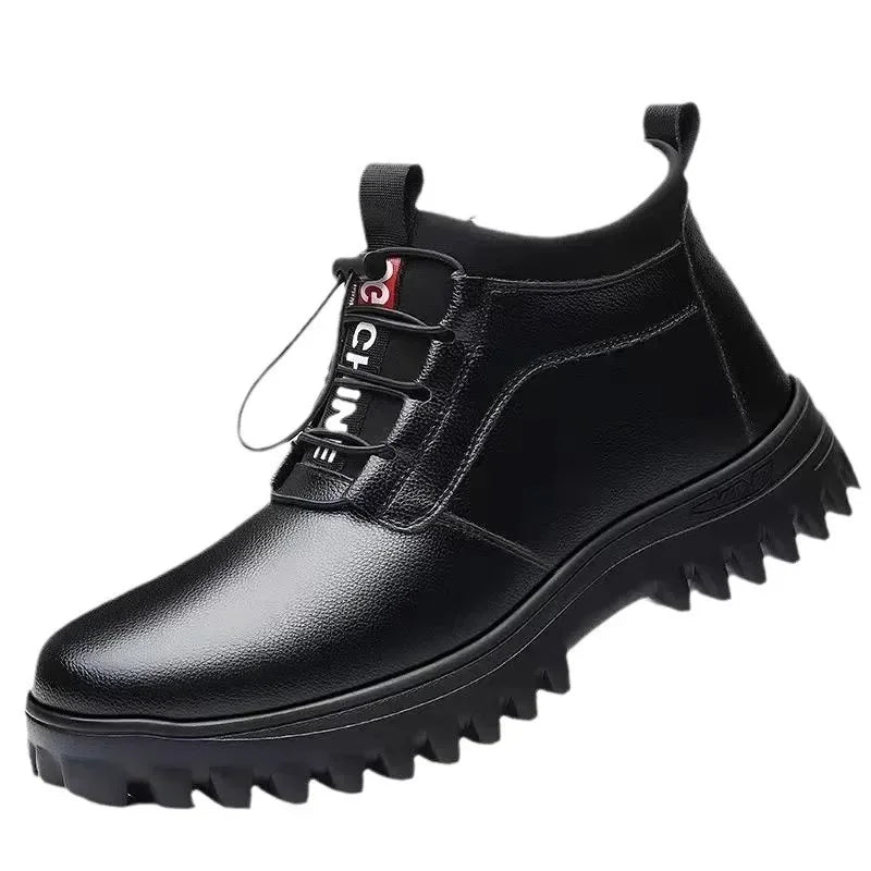 Men's winter warm cotton shoes Outdoor non slip thick leather boots New Fashion Plush Comfortable Shoe Casual Snow Boots male
