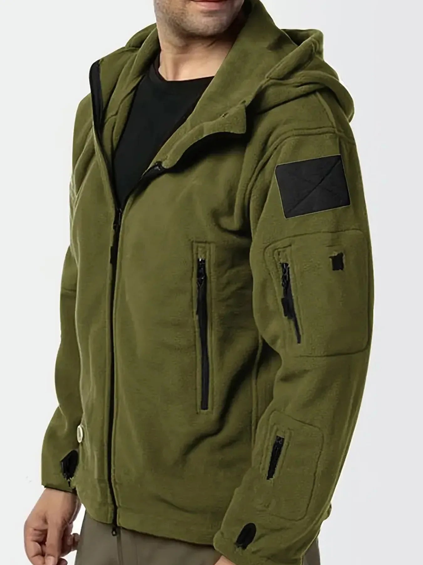 Men's Winter Warm Fleece Wool Windproof Waterproof Hiking Jacket Outdoor Hooded Ski Mountaineering Jacket