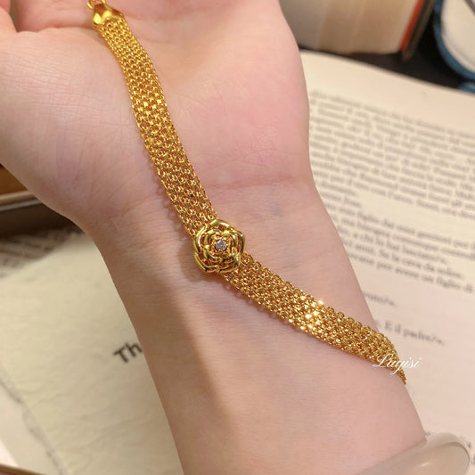 925 Sterling Silver Rose Milanese Bracelets For Women Wedding Vintage Luxury Korean Fine Jewelry Accessories Wholesalea