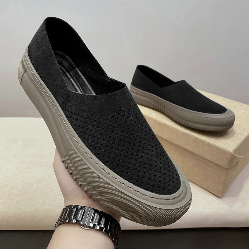 Soft Surface Breathable 2025 New Slip-On Beanie Shoes Driving Casual Men's Lazy Loafers Comfortable and Versatile Men's Shoes Tr