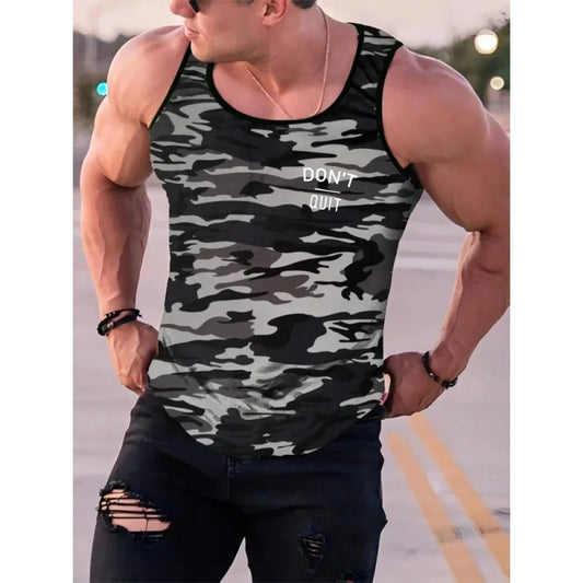 3D Print Camouflage Tank Tops For Man Coconut Tree Pattern Tees Summer Casual Fashion Vest Oversized Sportswear Street Tank Top