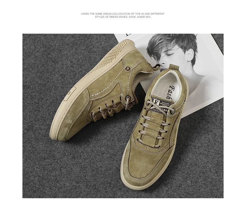 Men Sneakers Shoes Men Shoes fashion Genuine Leather Loafers Breathable Autumn lace up comfortable Mesh Casual Shoes Outdoor