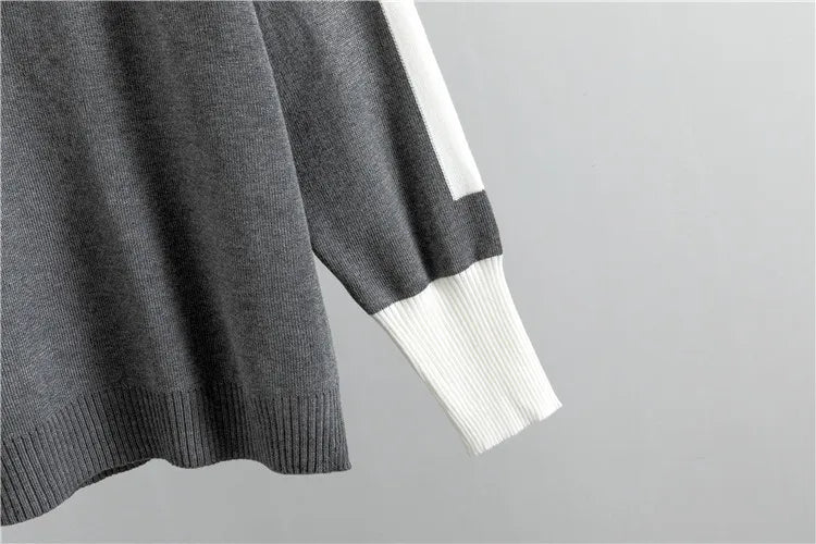 2025 Autumn Runway 2 Pieces Set Knitted Long Sleeve Pullovers Sweater Casual Patchwork Fashion Women Tops and Pants Suits Spring