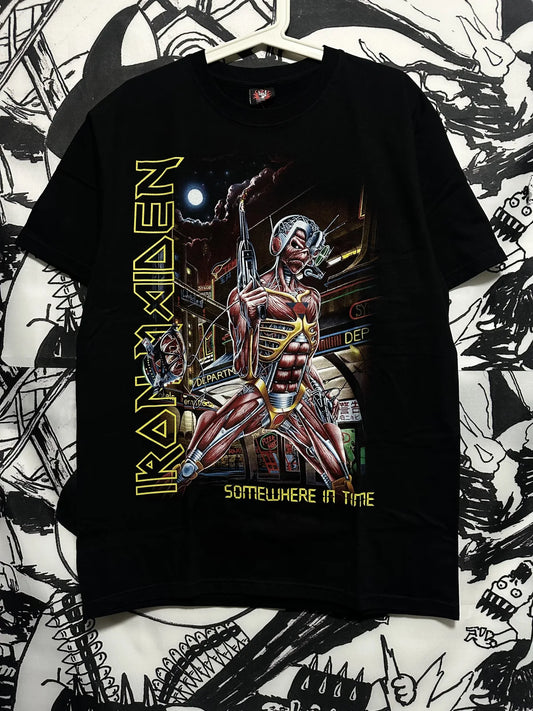Iron Maiden Somewhere in Time T-shirt Eddie Cyborg Vintage Rock Band T Shirt Men Oversized Cotton Tee Clothing Fashion Women Top