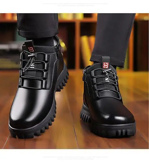 Men's winter warm cotton shoes Outdoor non slip thick leather boots New Fashion Plush Comfortable Shoe Casual Snow Boots male
