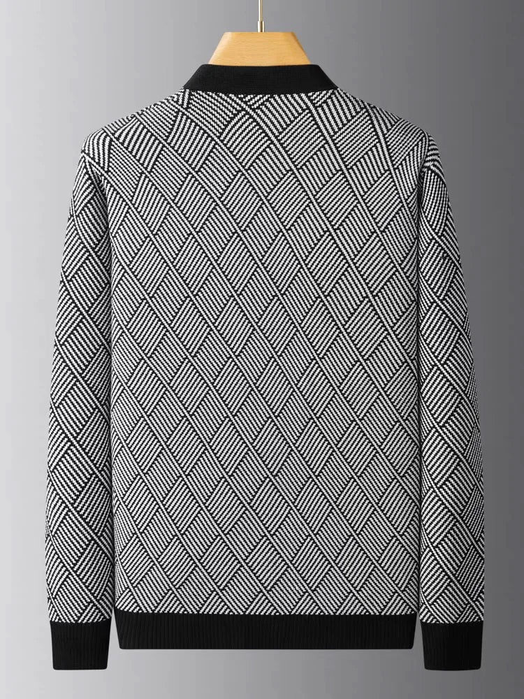 Luxury brand men's V-neck knitted sweater autumn winter new fashion boutique zipper European design high-end shawl casual coat