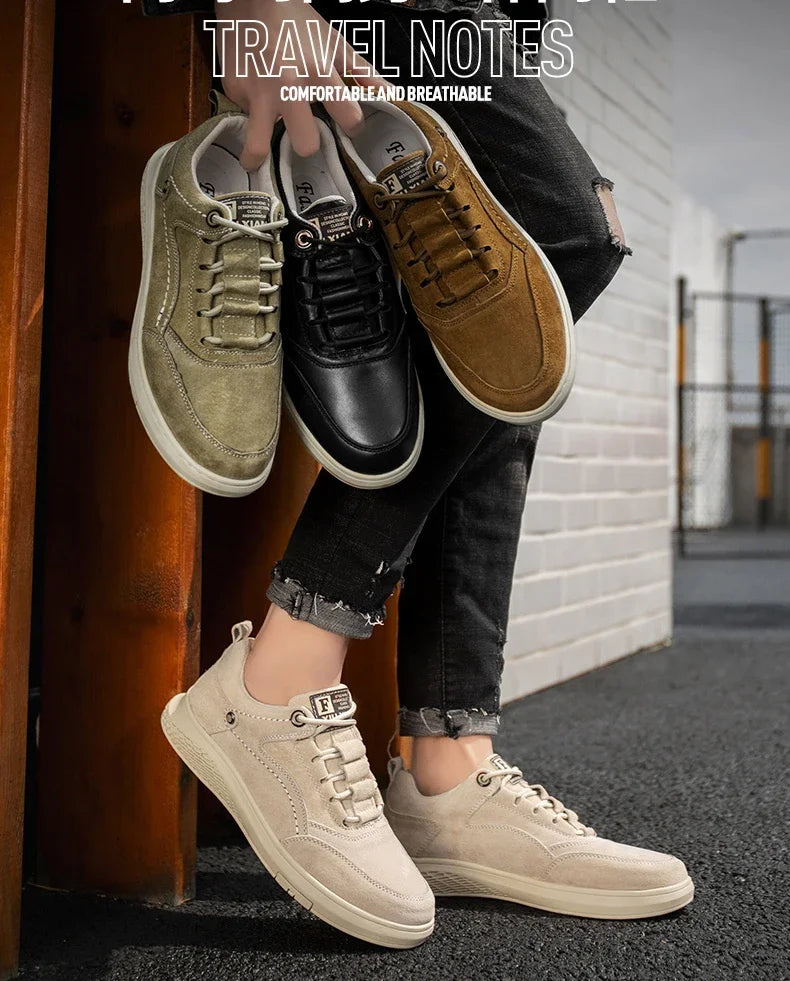 Men Sneakers Shoes Men Shoes fashion Genuine Leather Loafers Breathable Autumn lace up comfortable Mesh Casual Shoes Outdoor